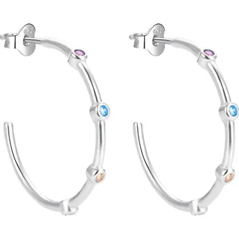 Náušnice Stříbrné náušnice kruhy s barevnými zirkony