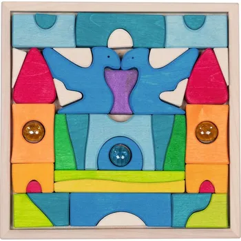 Dřevěná hračka Mozaika - Dřevěná z masivu, kostky Hrad, 41 dílků (Goki) - Novinky