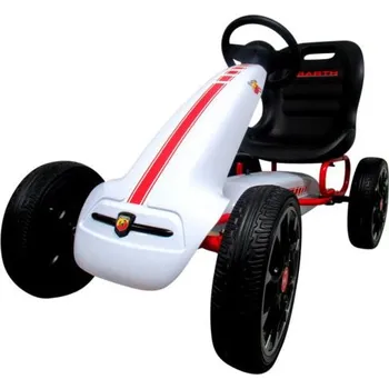 Dětské šlapadlo Motokára ABARTH BÍLÁ, pěnová kola EVA, ruční brzda, licence