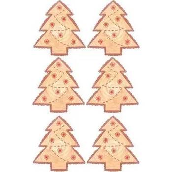 Vánoce Vánoční dřevěný stromek s lepíkem 4,5cm 6 ks 948537