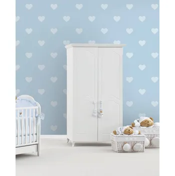 Tapeta Nanán tapeta do dětského pokoje modrá se srdíčky