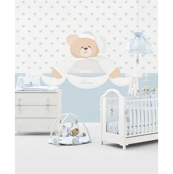 Tapeta Nanán Tato tapeta do dětského pokoje modrá se srdíčky