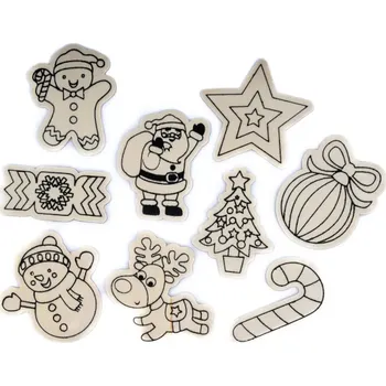 Vánoční dekorace Dřevěné vánoční ozdoby s magnetem 9ks 958705