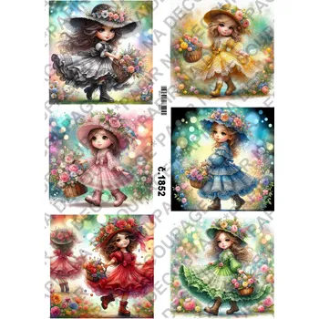 Umělecký papír Rýžový a soft papír na decoupage - Holčička - KB01852 Materiál: Soft, Rozměr: A4