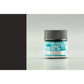Modelářská barva Gunze - Aqueous - H028 - Metal Black - Kovově černá 10ml