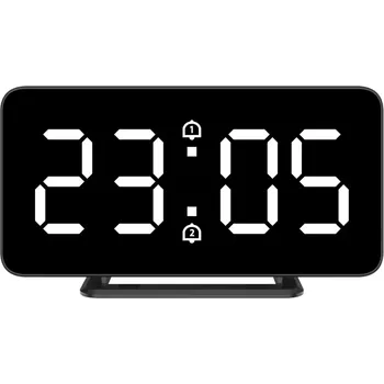 Budík JVD Digitální černý budík do el. sítě JVD SB3216.2 s bílými LED číslicemi (LED podsvícení)