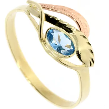 Prsten Zlatnictví Helios Zlatý kombinovaný prsten s modrým zirkonem