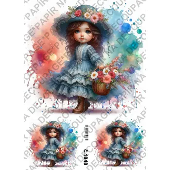 Umělecký papír Rýžový a soft papír na decoupage - Holčička - KB01848 Materiál: Soft, Rozměr: A4