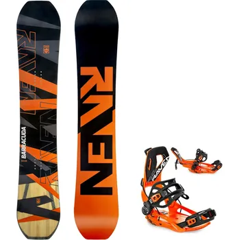 Snowboarding Snowboard komplet Raven Barracuda Carbon Orange + vázání Fastec FT360 orange Velikost: 160W cm, Velikost vázání: L