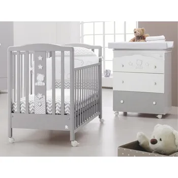 Dětská postýlka Dětská postýlka Italbaby Pop Star na kolečkách - grey