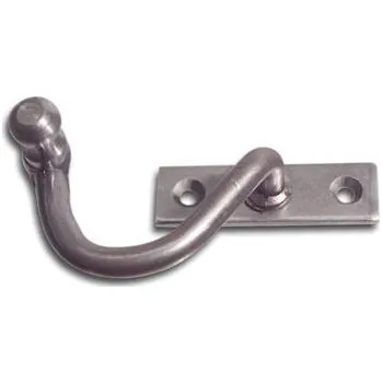 Okenní klika Půlkulatá klička s železným knoflíkem na hranaté, rovné desce, ocel, praevá, 20