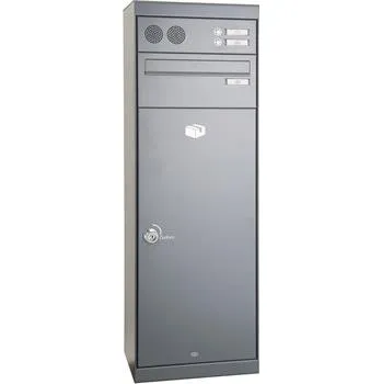 Poštovní schránka RENZ poštovní box QUBO - L, s mikrofonem, šedý hliník