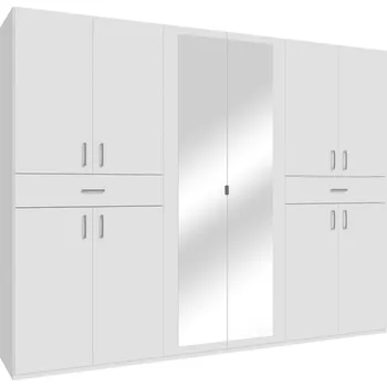 Šatní skříň Skříň CANJOR se zrcadly a zásuvkami, bílá, 5 let záruka +možnost VÝNOSU + vyzvednutí ZDARMA