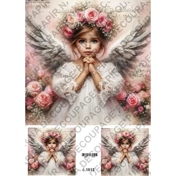 Umělecký papír Rýžový a soft papír na decoupage - Andělka - KB01815 Materiál: Soft, Rozměr: A4