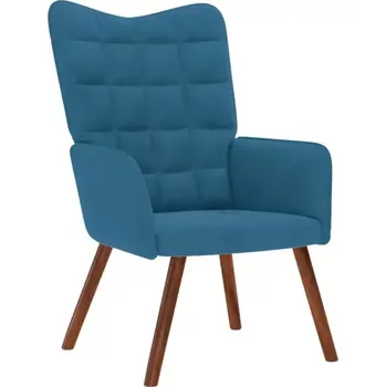 Křeslo Křeslo relaxační, nohy dřevěné, látka modrá, PRIME