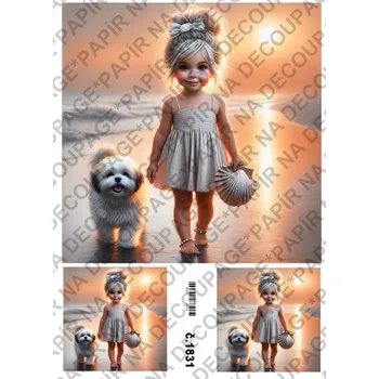 Umělecký papír Rýžový a soft papír na decoupage - Holčička - KB01831 Materiál: Soft, Rozměr: A4