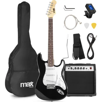 Strunný nástroj Max GigKit Set elektrické kytary se zesilovačem, černý