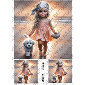 Umělecký papír Rýžový a soft papír na decoupage - Holčička - KB01833 Materiál: Soft, Rozměr: A4