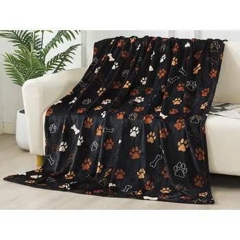 deka XPOSE® Mikroplyšová deka TLAPIČKY - černá 200x220 cm, Mikroplyš + Prodloužená možnost vrácení zboží do 50 dnů