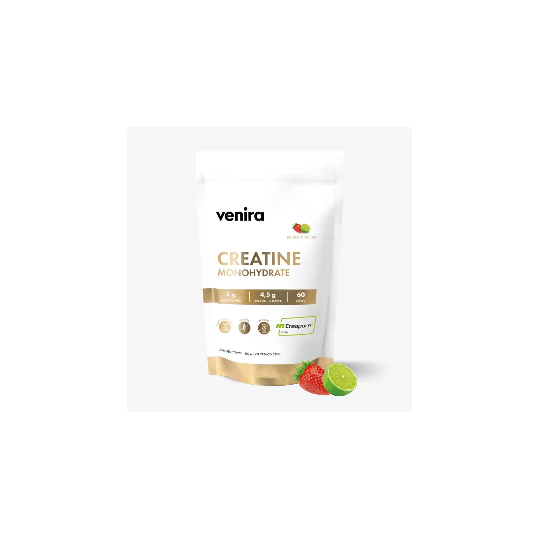 Fotografie 1 - Kreatin VENIRA Creapure kreatin monohydrát 300 g jahoda/limetka