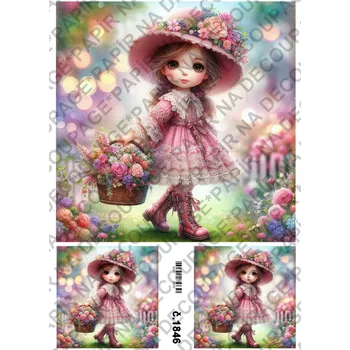 Umělecký papír Rýžový a soft papír na decoupage - Holčička - KB01846 Materiál: Soft, Rozměr: A4