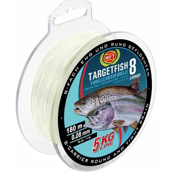 WFT Splétaná Šňůra Targetfish 8 Meerforelle Forelle Poloprůhledná - 0,08 mm 5 kg 180 m