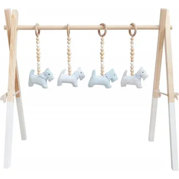 Hrací deka Caramella Baby Blue dřevěná hrací hrazda modrá