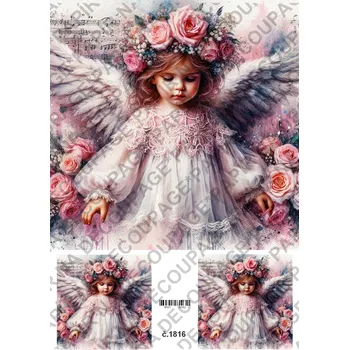 Umělecký papír Rýžový a soft papír na decoupage - Andělka - KB01816 Materiál: Soft, Rozměr: A4