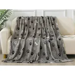 XPOSE® Mikroplyšová deka TLAPIČKY - šedá 140x200 cm, Mikroplyš + Prodloužená možnost vrácení zboží do 50 dnů