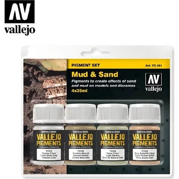 Modelářská barva Vallejo - Pigmenty Set 73191 Mud and Sand 4x35ml.