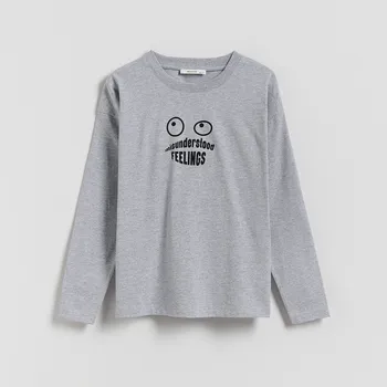 Chlapecké tričko Reserved - Tričko s dlouhými rukávy a potiskem - světle šedá - 039FI-09M - 039FI-09M-134