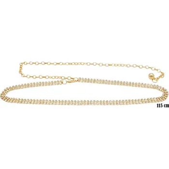 Opasek Mareb Dámský ozdobný pásek s kamínky zlatý 115 cm