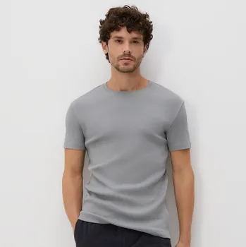 Reserved - Bavlněné tričko slim fit - světle šedá - 250FP-09X - 250FP-09X-XXL