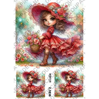 Umělecký papír Rýžový a soft papír na decoupage - Holčička - KB01836 Materiál: Soft, Rozměr: A4