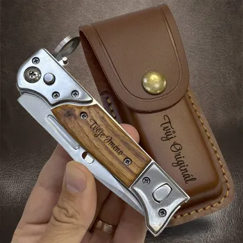 kapesní nůž Tvujoriginal Prémiový vyklápěcí nůž s monogramem | Osobní gravírování Hnědá