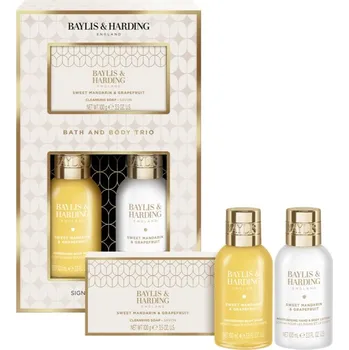 Kosmetická sada Baylis & Harding Sweet Mandarin & Grapefruit osvěžující sprchový gel 100 ml + hydratační tělové mléko 100 ml + čisticí tuhé mýdlo 100 g kosmetická sada