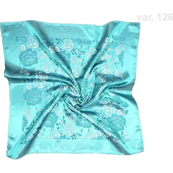 Šátek HEDVA ČESKÝ BROKÁT Šátek Ondrin VSh 76x76 RŮŽE tyrkysová