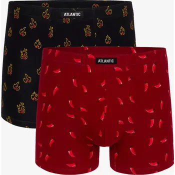 Pánské spodní prádlo Pánské boxerky ATLANTIC 2Pack - vínové/černé S Vícebarevný