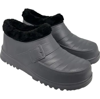 Pánské pantofle Desun Pánské šedé vyšší gumové nazouváky s kožíškem Barva: Šedá, Velikost: 44