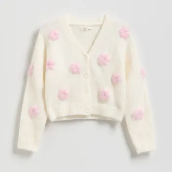 Dívčí svetr Reserved - Chlupatý svetr - krémová - 832FH-01X - 832FH-01X-122