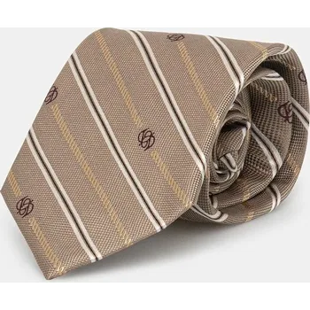 Kravata Hedvábná kravata Drôle de Monsieur La Cravate Rayure Monogramme, ONE SIZE, béžová, 80X