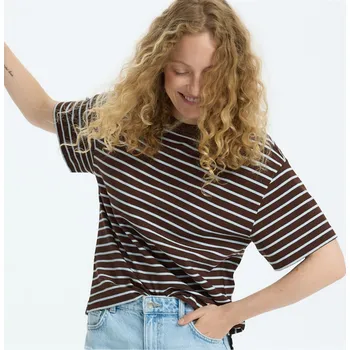 Dámské tričko Reserved - Pruhované bavlněné tričko - světle modrá - 955ED-50X - 955ED-50X-XS