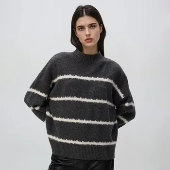 Dámský svetr Reserved - Pruhovaný svetr - středně šedá - 296GV-85M - 296GV-85M-L