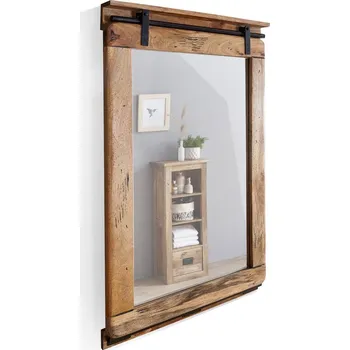 Zrcadlo Dřevěné zrcadlo Jupiter mango (Dřevěné zrcadlo do koupelny)