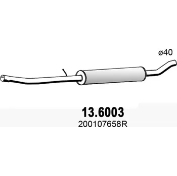 Zadní díl výfuku Střední díl výfuku ASSO 13.6003