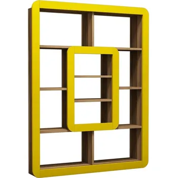 Knihovna Knihovna Orkide Yellow and Walnut, žlutá