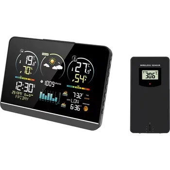 Budík JVD Černá digitální rádiem řízená meteorologická stanice JVD RB3409