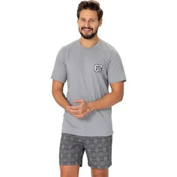 Pánské pyžamo Pánské pyžamo Parker 1277/31 HOTBERG Barva/Velikost: šedá / XL