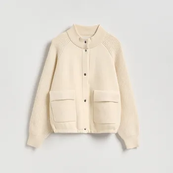 Dámský svetr Reserved - Kardigan s kapsami - tělová - 043GH-02X - 043GH-02X-S