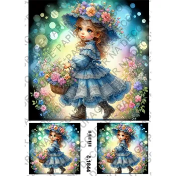 Umělecký papír Rýžový a soft papír na decoupage - Holčička - KB01844 Materiál: Soft, Rozměr: A4